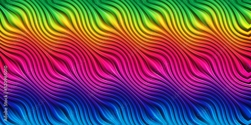 An abstract wavy rainbow colored gradient background banner.
