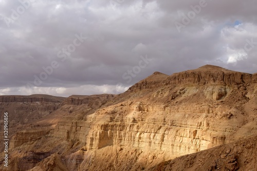 Scenic desert mountain landscape in Negev, Israel.