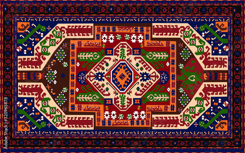 Persian carpet original design, tribal vector texture. Easy to edit and change a few colors by swatch 