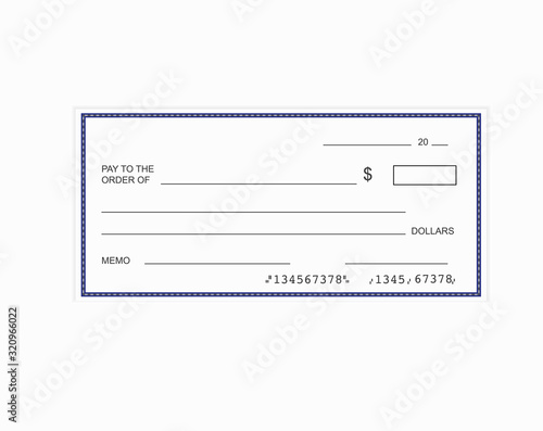 Blank template of the bank check.