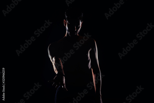 Young model silhouette posing