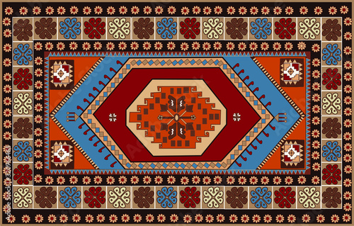 Persian carpet original design, tribal vector texture. Easy to edit and change a few colors by swatch 