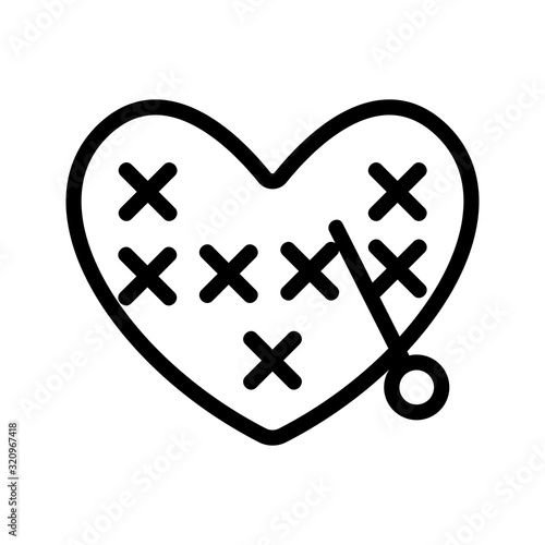 embroidering cross vector icon. Thin line sign. Isolated contour symbol illustration