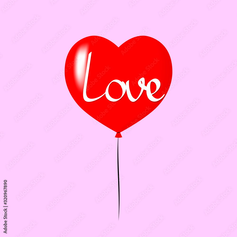 Heart balloon icon, Valentines day symbol design template, vector illustration
