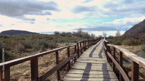 Wallpaper Mural Wooden bridge that is part of the trail in The National Park of Tierra del Fuego Patagonia in Ushuaia, Argentina Torontodigital.ca