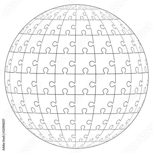 Jigsaw puzzle ball template background. Vector illustrations.