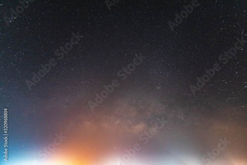 Colorful Milky way night landscape