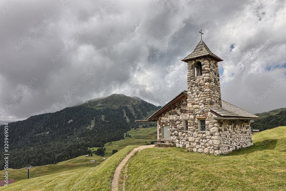 The Fermeda Chapel on the Col Raiser, South Tyrol, Italy The Fermeda Chapel on the Col Raiser, South Tyrol, Italy