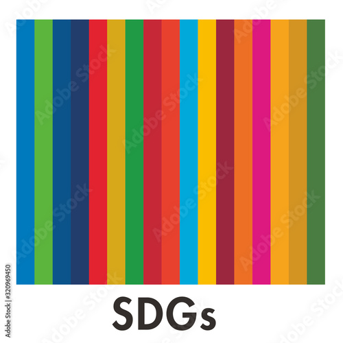 SDGs（Sustainable Development Goals／持続可能な開発目標）の目標17項目それぞれのカラーを使ったイメージアイコン