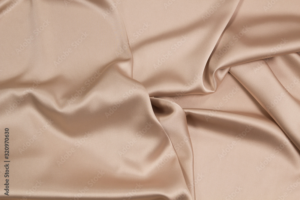 Fabric satin silk drapery. Gold textile Fabric satin silk drapery. Gold textile