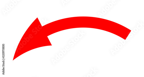 Red Bent Direction Arrow On A White Background