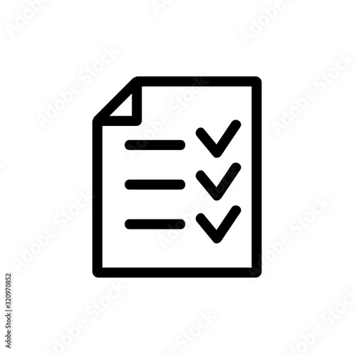 sheet list icon vector. Thin line sign. Isolated contour symbol illustration