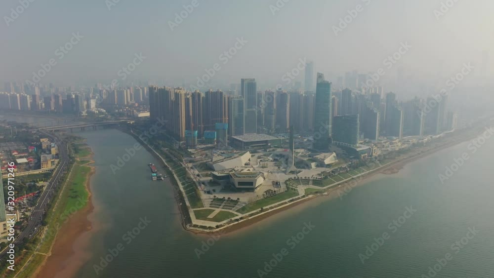 flight over changsha city museum famous riverside park square aerial panorama 4k china flight over changsha city museum famous riverside park square aerial panorama 4k china