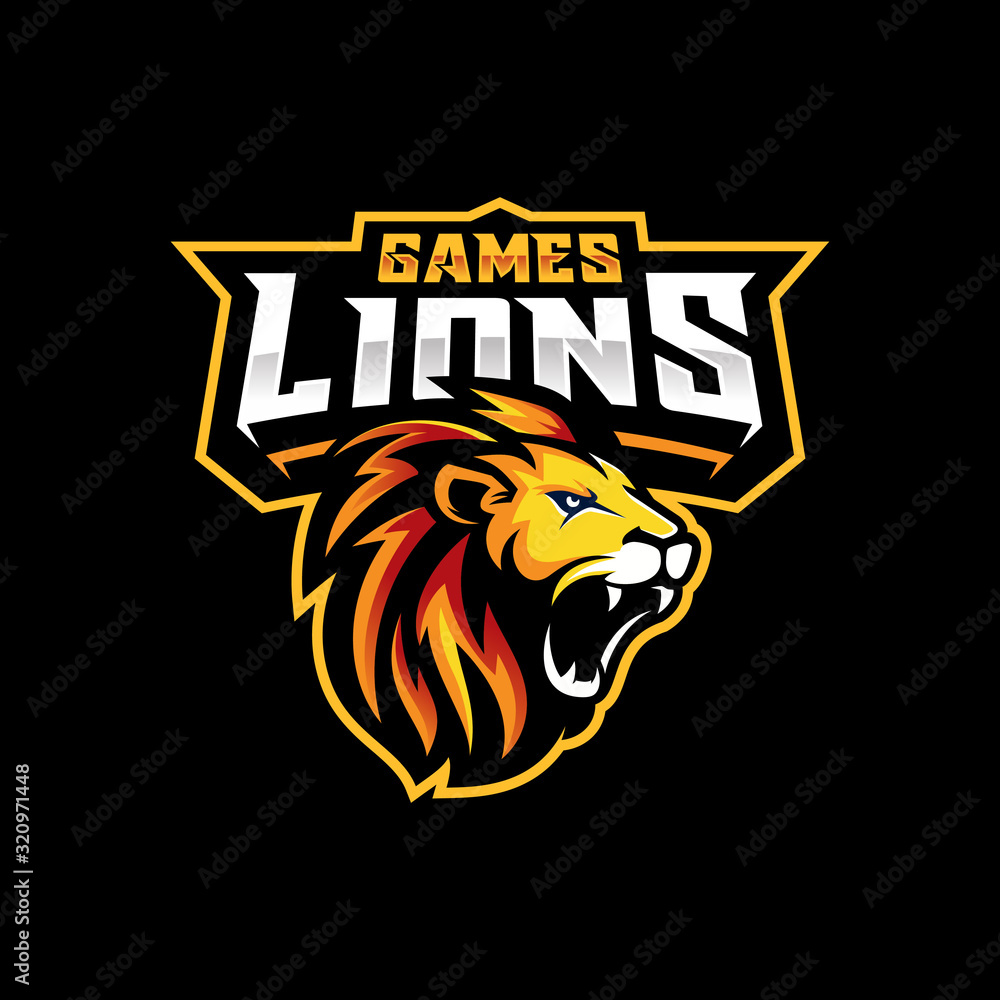 Lion head gaming logo for esport and sport mascot vector illustration Lion head gaming logo for esport and sport mascot vector illustration