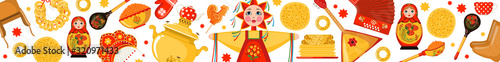 Maslenitsa or Shrovetide vector banner in flat style isolated on white background.