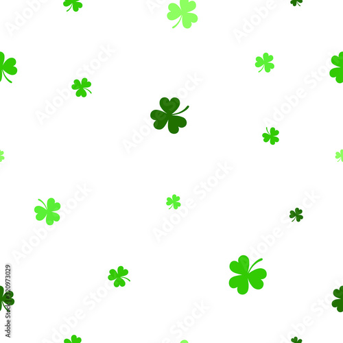 Seamless Green clovers pattern. Hand drawn vector illustration. Perfect for St. Patrick s Day.
