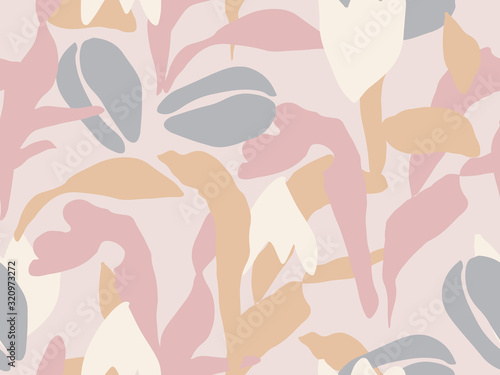 Fototapeta Abstract floral seamless vector pattern in pastel palette
