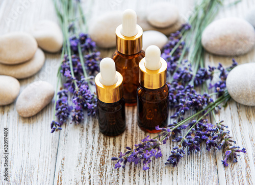 Lavender oil and lavender flowers