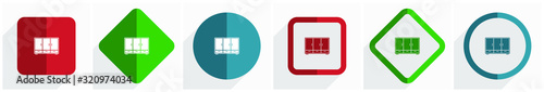 Wardrobe, room, design, interior, furniture icon set, flat design vector illustration in 6 options for webdesign and mobile applications in eps 10