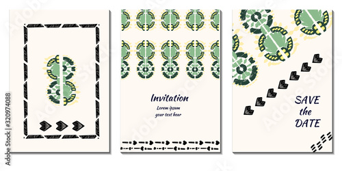 Cover royal greeting design. Modern template with ikat ornament for wedding design or greeting card any purpose.