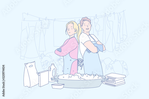 Laundry, help, business, service, cleaner, concept.