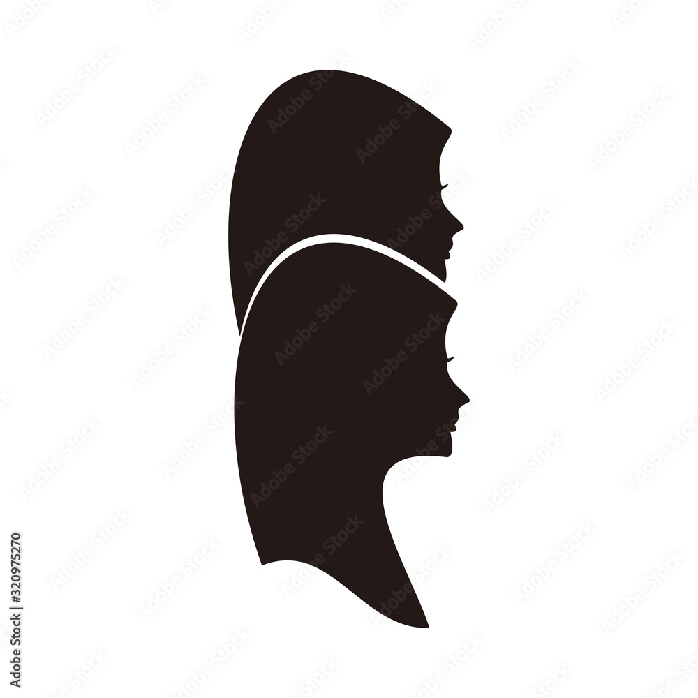 Woman with Hijab vector icon illustration sign