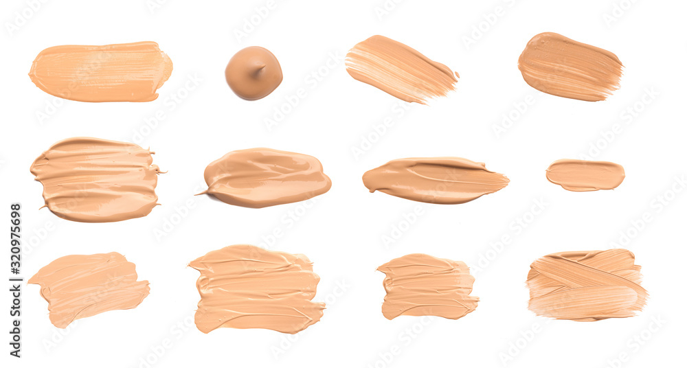 set og close up of beauty liquid powder stroke on white background - Image set og close up of beauty liquid powder stroke on white background - Image
