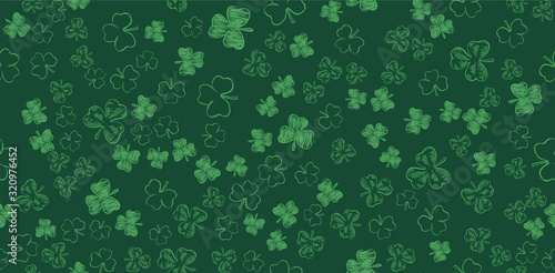 St. Patrick's Day. Sketch set clover. Hand drawn illustration.