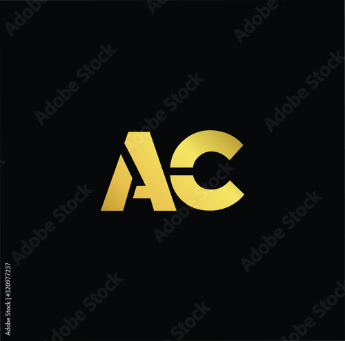 Outstanding professional elegant trendy awesome artistic black and gold color AC CA initial based Alphabet icon logo.