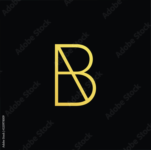Outstanding professional elegant trendy awesome artistic black and gold color AB BA initial based Alphabet icon logo.