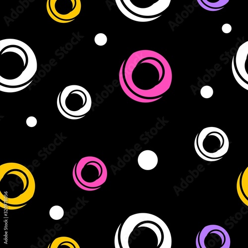 Vector sweet seamless pattern with round bright color shape on b