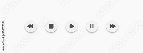 Media player icon set in trendy flat style, vector illustration
