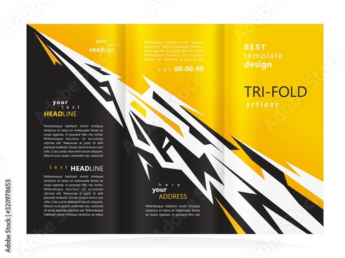 Tri-fold abstract action stripes lightning design template cover brochure