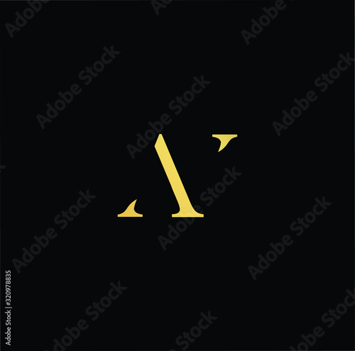 Outstanding professional elegant trendy awesome artistic black and gold color AY YA AV VA initial based Alphabet icon logo.