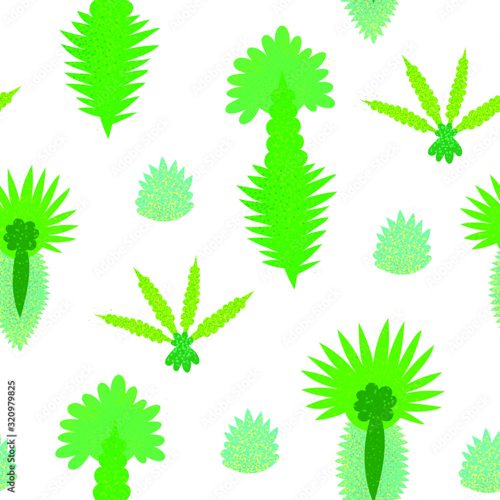 Modern seamless tropical pattern. Abstract floral pattern, funny cool green plants leaves. Botany decor. Creative background. Original textile, wrapping paper, wall art design. Hand drawn graphic. Modern seamless tropical pattern. Abstract floral pattern, funny cool green plants leaves. Botany decor. Creative background. Original textile, wrapping paper, wall art design. Hand drawn graphic.