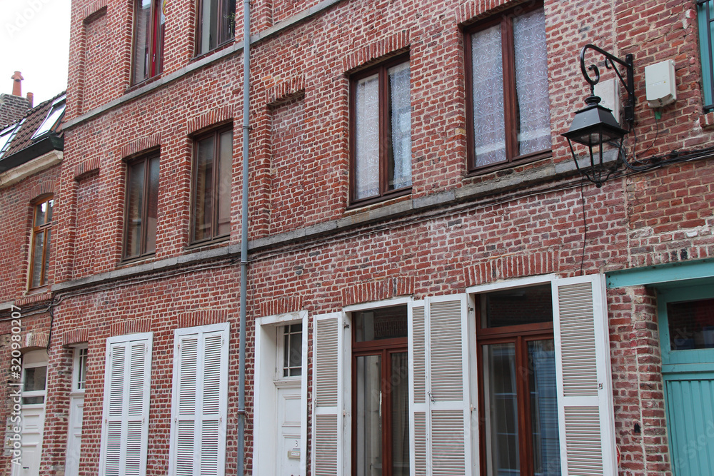 brick houses at brigittines square in lille (france) 