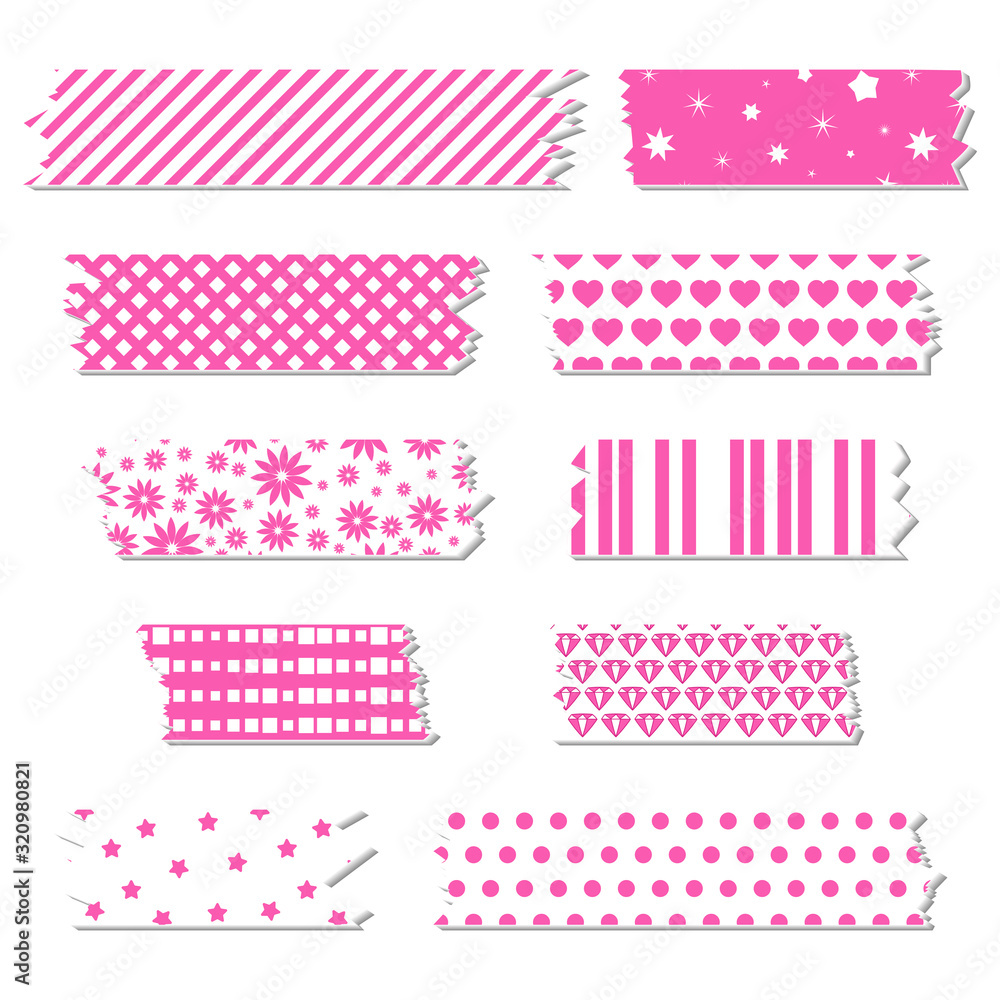 Scotch tape patterned tapes set. Stationery vector illustration Scotch tape patterned tapes set. Stationery vector illustration