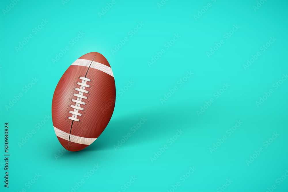 American Football ball on bright mint background. Modern Concept Illustration of sport equipment. Minimalistic style. Basketball fun vector Illustration. American Football ball on bright mint background. Modern Concept Illustration of sport equipment. Minimalistic style. Basketball fun vector Illustration.
