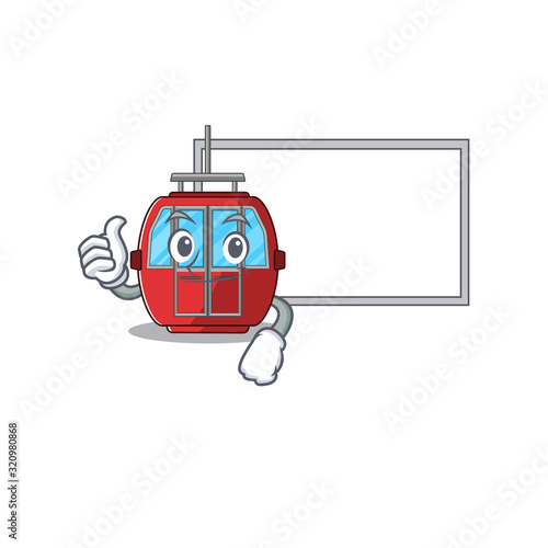 Thumbs up of ropeway cartoon design having a board
