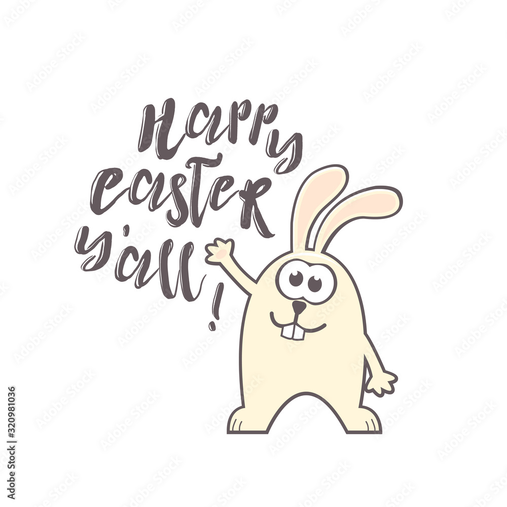 Easter greeting card with rabbit and text Easter greeting card with rabbit and text