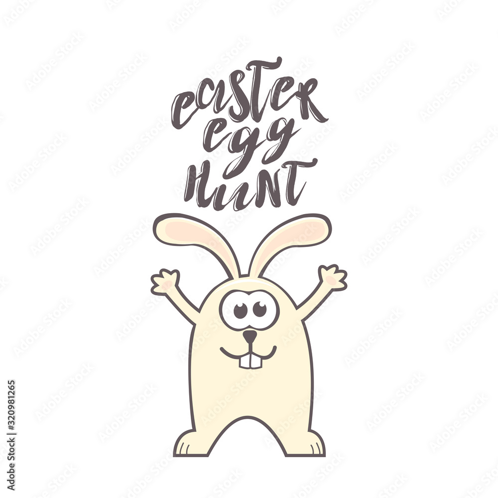 Easter greeting card with rabbit and text Easter greeting card with rabbit and text