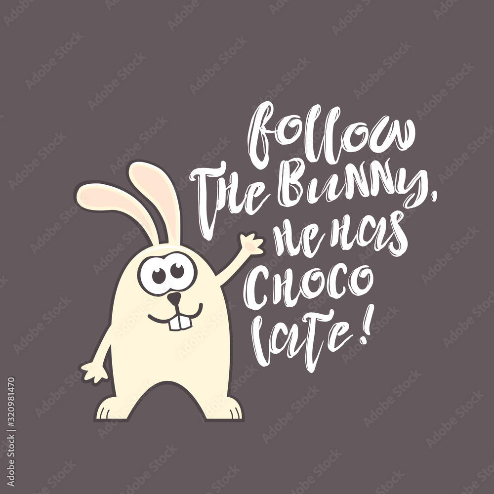 Easter greeting card with rabbit and text Easter greeting card with rabbit and text