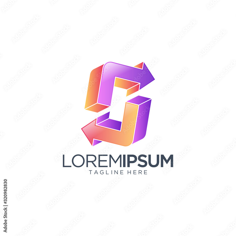 Abstract 3D Arrow Logo Vector Template Abstract 3D Arrow Logo Vector Template