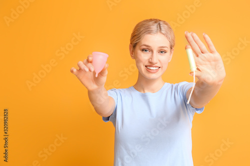 Young woman with menstrual ...