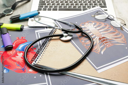 Stethoscope with laptop, dr...