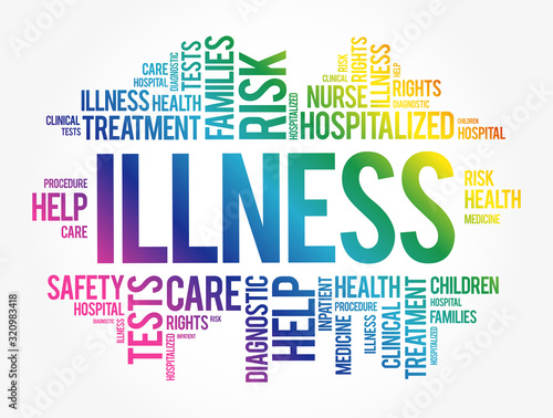 ILLNESS word cloud collage, health concept background