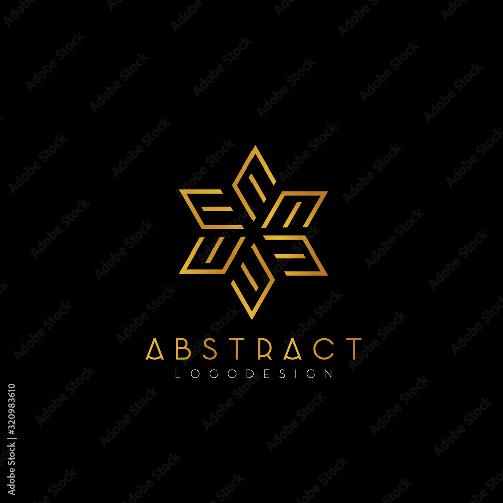 Abstract Geometric Flower Shape Logo Design With Letter M Initial 