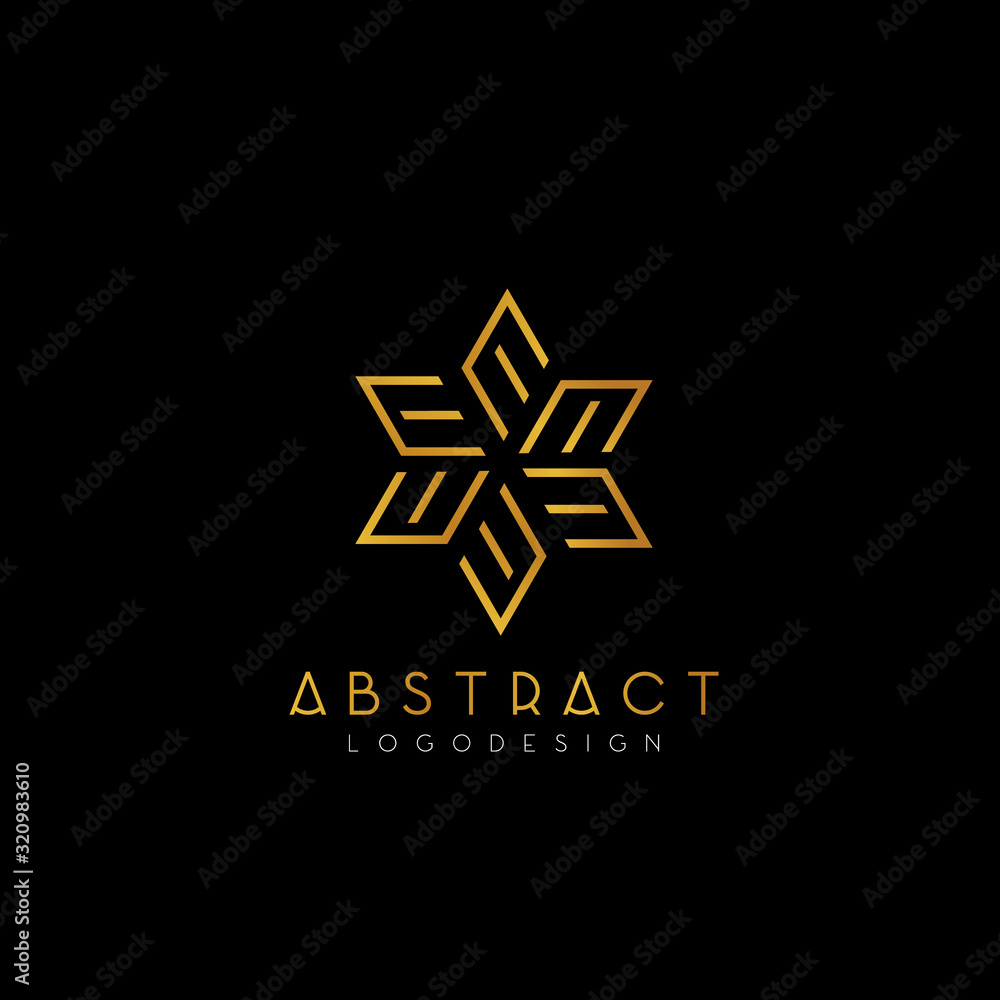 Abstract Geometric Flower Shape Logo Design With Letter M Initial Abstract Geometric Flower Shape Logo Design With Letter M Initial