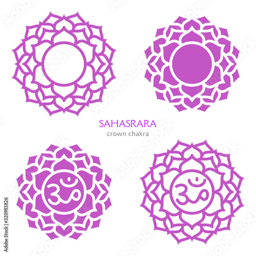 Sahasrara, crown chakra symbol. Colorful mandala. Vector illustration