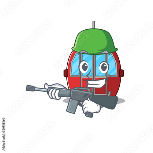 A cute picture of ropeway Army with machine gun